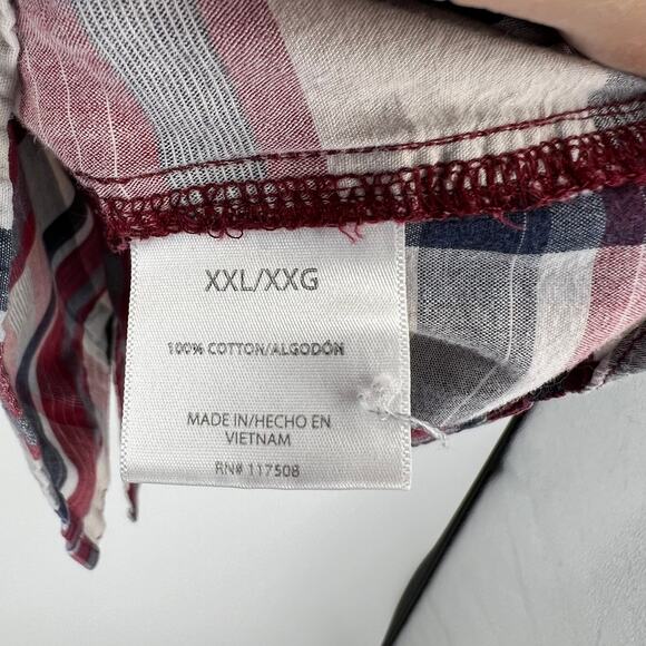 Vintage Levi's Red Blue White Plaid Striped Casual Pearl Snap Western Men's XXL - Picture 4 of 12